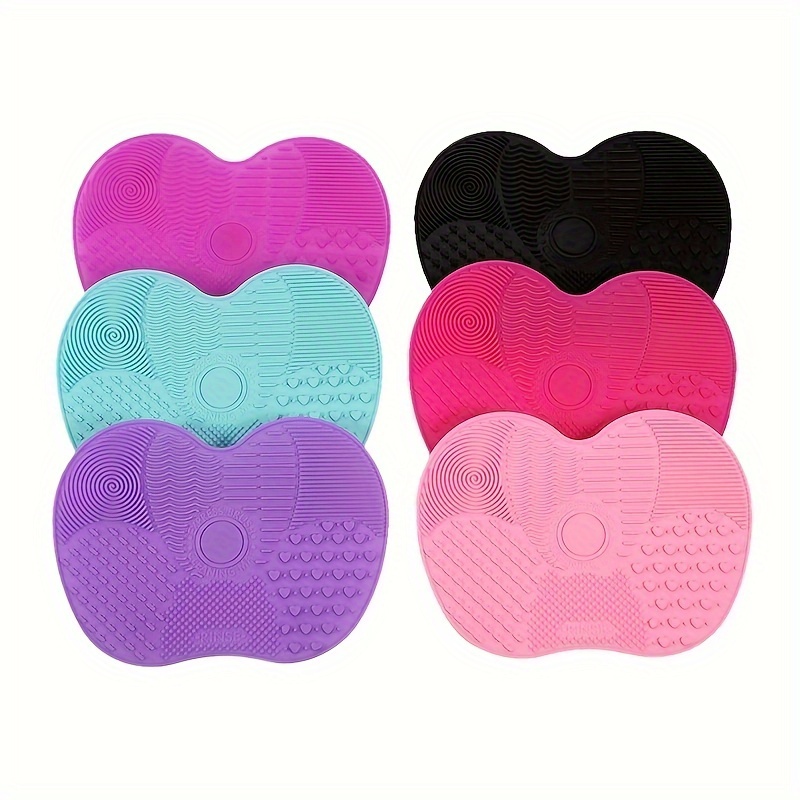 Makeup Brush Set - แผ่นทำความสะอาดแปรงแต่งหน้ารูปแอปเปิ้ลซิลิโคนพร้อมถ้วยดูด ทำความสะอาดแปรงแต่งหน้าได้อย่างล้ำลึก ทำให้แปรงนุ่มฟูและอ่อนนุ่ม