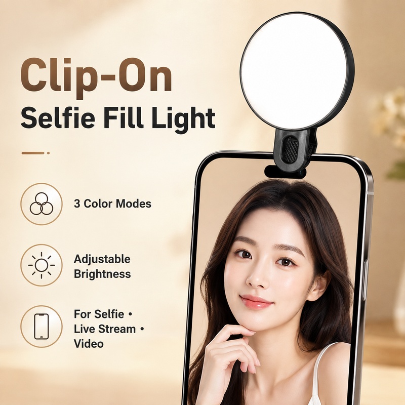 Beauty Makeup Camera - ไฟ LED RGB แบบพกพาขนาดเล็กพร้อมคลิปหนีบโทรศัพท์สำหรับถ่ายเซลฟี่ วิดีโอบล็อก ไลฟ์สตรีมมิ่ง