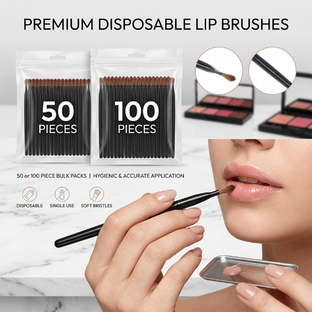 Makeup Brush Set - 50/100 ชิ้นชุดแปรงทาปากแบบใช้แล้วทิ้งลิปสติกกลอส แวนด์ อพพลิเคเตอร์แปรงแต่งหน้าเครื่องมือความงามระดับมืออาชีพเครื่องสำอาง