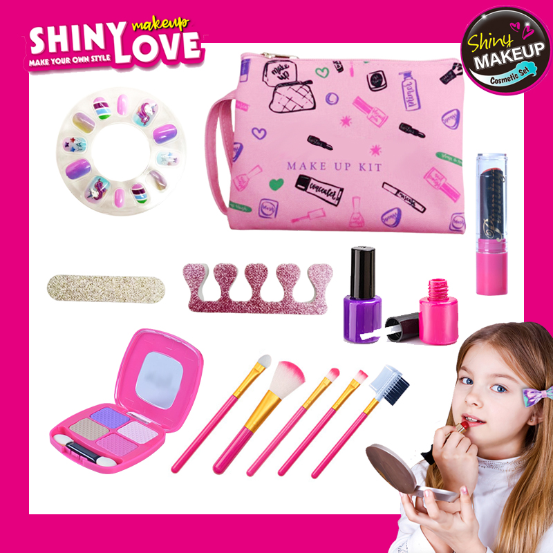 Beauty Makeup Games Free - ชุดแต่งหน้าสำหรับเด็กผู้หญิงพร้อม tas kosmetik ของเล่นแต่งหน้าเพลย์เฮ้าส์-ชุดเดินทางโทรศัพท์มือถือชุดเสริมสวยเล็บลิปสติกเกมของเล่นแสนสนุก