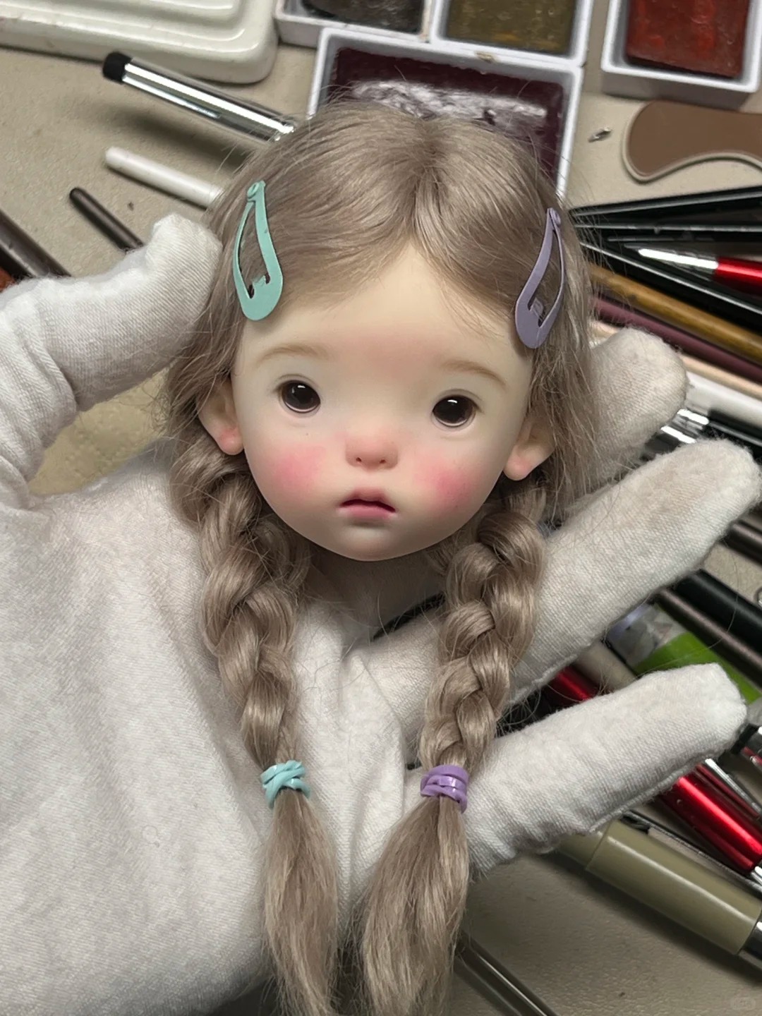 Just Beauty Makeup - SDตุ๊กตาBJD 1/6 Landoudouหัวสาวสวยแต่งหน้าคุณภาพสูงเรซิ่นของเล่นของขวัญเพียงหัวจัดส่งฟรี