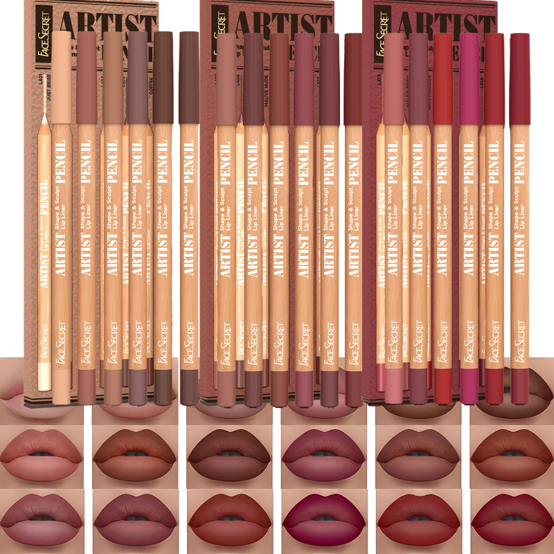 Lip Liner Pencil - [ดินสอเขียนขอบปากเนื้อกำมะหยี่] ชุดดินสอเขียนขอบปากเนื้อกำมะหยี่ติดทนนาน 6 ชิ้น | ไม่ทำให้แห้ง