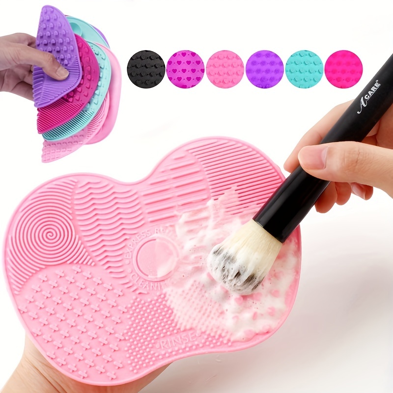 Makeup Brush Set - แผ่นทําความสะอาดแปรงแต่งหน้ารูปแอปเปิ้ลซิลิโคน 1 ชิ้นพร้อมถ้วยดูดเพื่อการทําความสะอาดเครื่องมือเครื่องสําอางที่มีประสิทธิภาพ