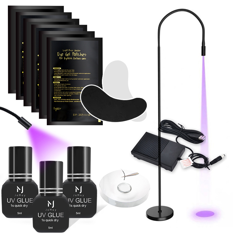 J Beauty Makeup - Jomay ชุดกาวยูวี5มล. ตัวต่อขนตาโคมไฟกาวยูวี1วินาทีแห้งเร็วติดทนนานหลอดไฟยูวีมืออาชีพสำหรับการแต่งหน้าความงาม