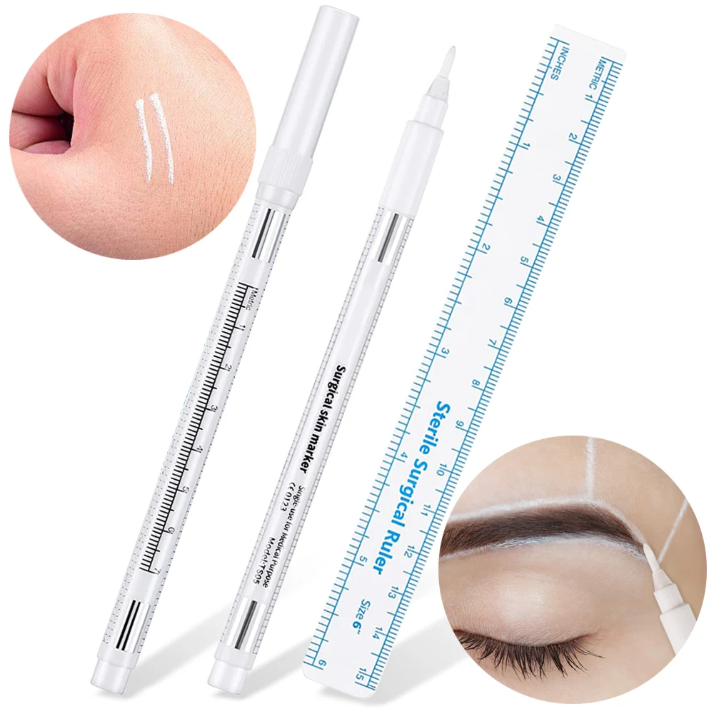 Eyebrow Pomade Pencil - 1 ชุด MARKER Eyebrow TATTOO ปากกากระดาษไม้บรรทัดผ่าตัด
