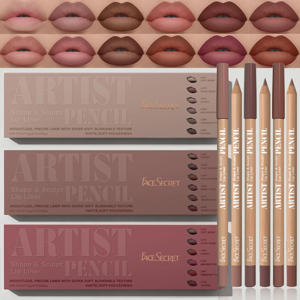 Lip Liner Pencil - ชุดดินสอเขียนขอบปาก 6 แท่ง ยี่ห้อ Artist Face