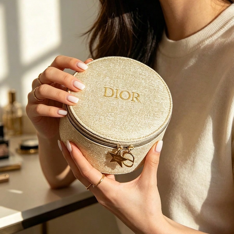 Beauty Makeup Dior - คริสเตียน ดิออร์ ดิออร์'ส แบ็ก วูเมนกระเป๋าแต่งหน้าทรงเค้กทรงกลม กระเป๋าใส่อาหารกลางวันแบบพกพาอเนกประสงค์